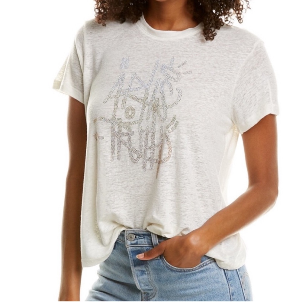 Zadig & Voltaire White Graphic Crystal Logo Tee